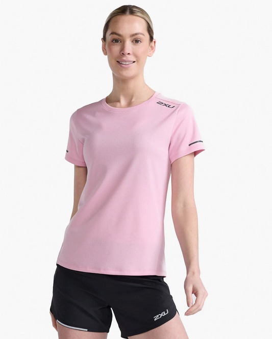 Polera de Running manga corta Mujer Aero - Rosado Reflectante - 2XU