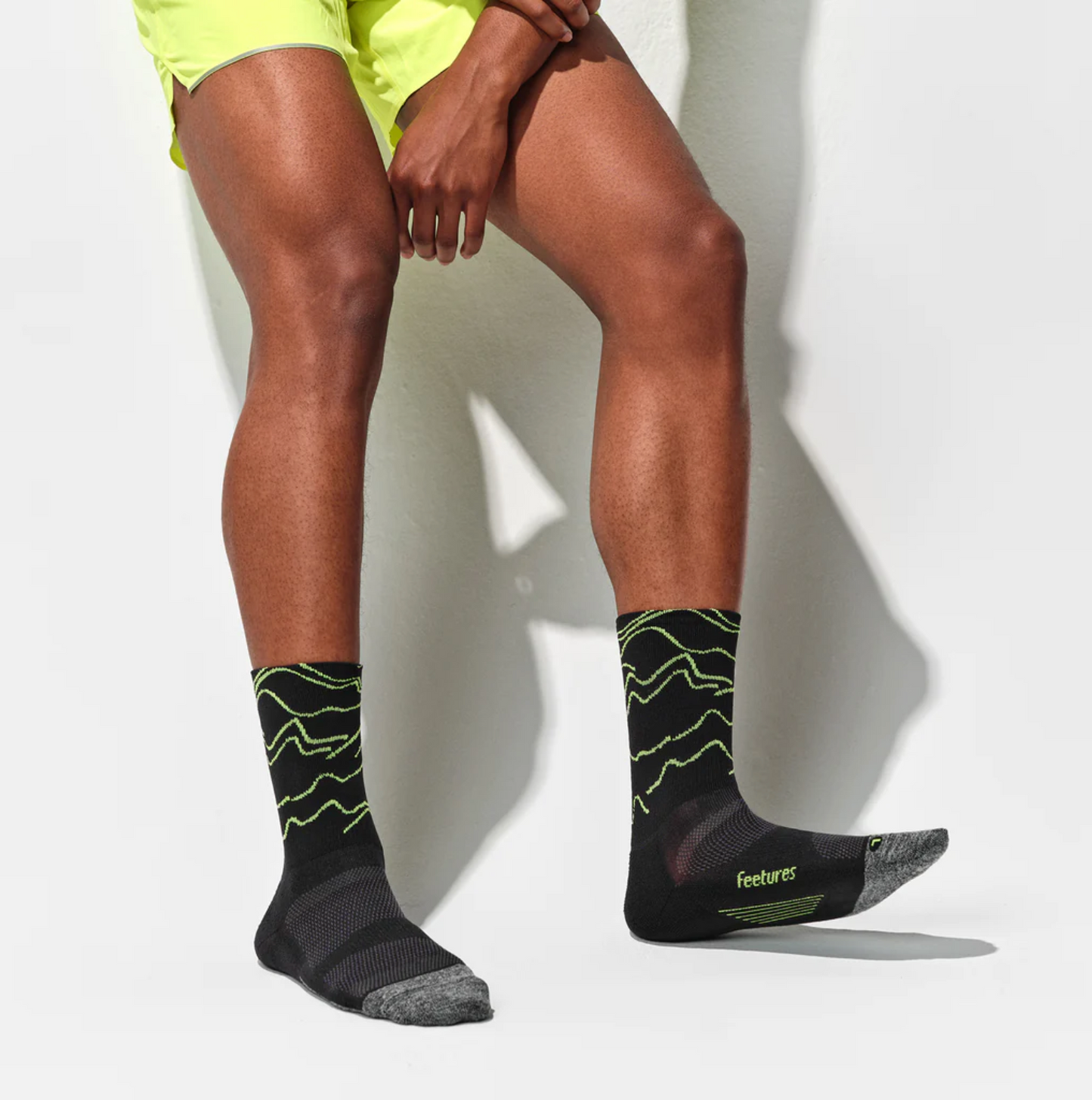 Calcetín deportivo Feetures Largo - Negro con turquesa