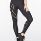 Calzas Compresión Mujer Light Speed Mid-Rise CompTight - Black/Gold Reflective - 2XU
