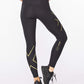 Calzas Compresión Mujer Light Speed Mid-Rise CompTight - Black/Gold Reflective - 2XU
