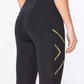 Calzas Compresión Mujer Light Speed Mid-Rise CompTight - Black/Gold Reflective - 2XU