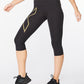 Calzas Mujer Light Speed Mid-Rise Comp 3/4 - Black/ Gold Reflective - 2XU