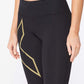 Calzas Mujer Light Speed Mid-Rise Comp 3/4 - Black/ Gold Reflective - 2XU