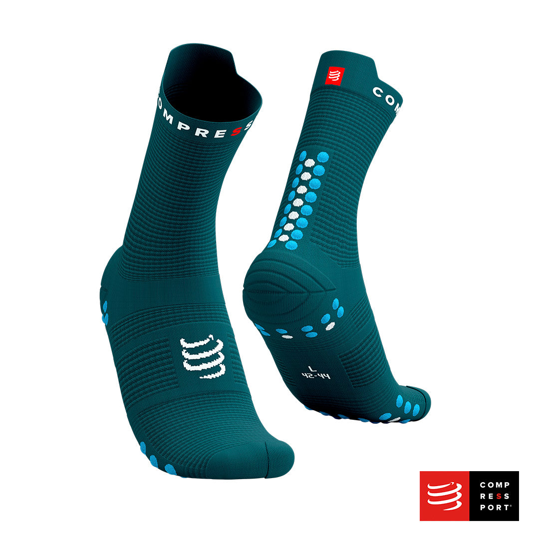 Calcetines Largos de running Compressport Pro Racing v4.0- Azul oceano