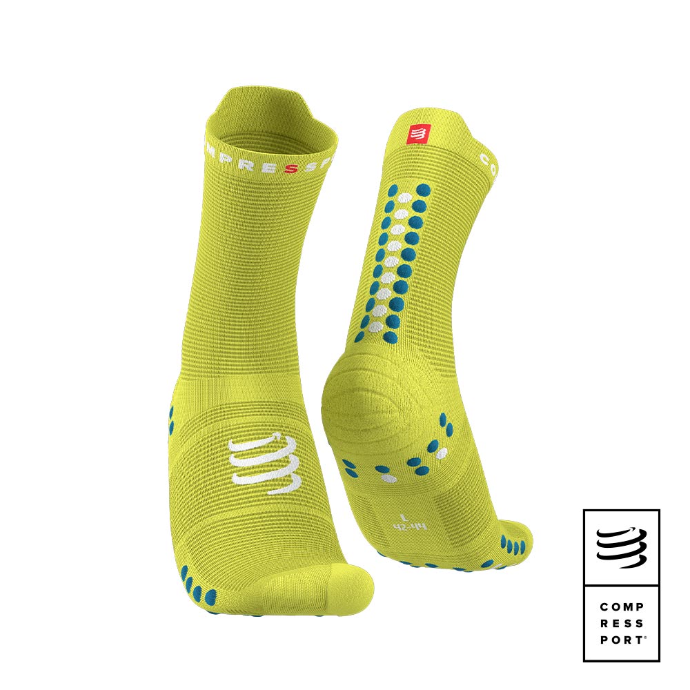 Calcetines de Running Pro Racing Socks Run High v4.0 Prime Rose/Fjord Blue - Compressport