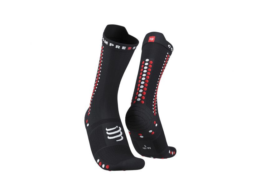 Calcetines Largos de ciclismo Compressport Pro Racing v4.0 - Negro / Rojo