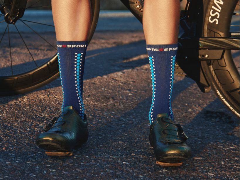 Calcetines de ciclismo Compressport Pro Racing  v4.0- Azules